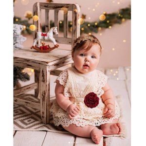 Boho Smash Birthday Outfit Thanksgiving Dress Clothes Romper Ivory Beige Fall